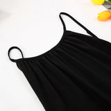 Corset Dress Slip Dress round Neck Sexy Backless Loose Satin Wrinkle Dress