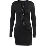 Women Dresses Short Skirt Sexy Sheath Hollow Dress (Bla0420)