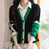 Women Knitwear Autumn and Winter V-neck Sweater Loose Knitted Cardigan