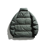 Unisex Winter Cotton Coat Stand-up Collar down Jacket Vintage Zipper Pocket down Jacket