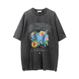 Men Vintage T-Shirt Sunflower Plant Print Short Sleeve T-shirt