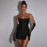 Women Dresses Shiny Sexy Suspender Hip Skirt