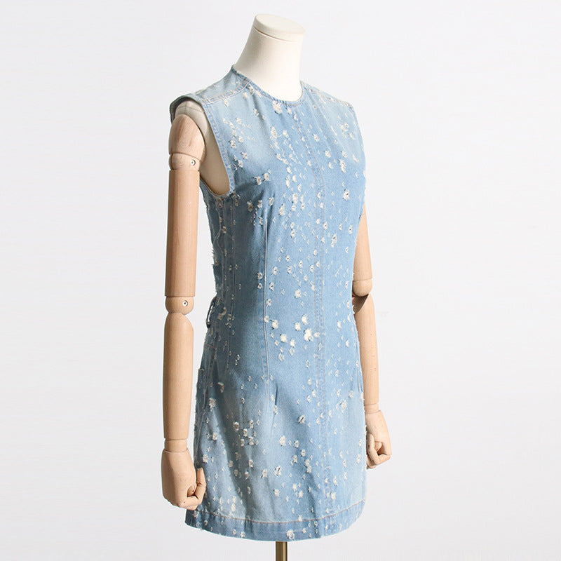 Women Dresses Summer Vintage Denim Skirt (Qymy0409)