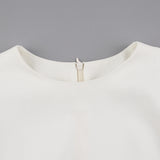 Women Dress round Neck Puff Sleeve Hip Skirt White Short Sleeve Dress