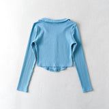 Women Sweater Knitwear Single-Breasted Cardigan Long Sleeve Lapel V-Shaped Slim T-shirt
