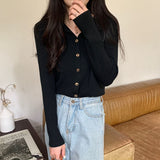 Women Knitted Cardigan Spring and Autumn Polo Collar Sweaters Cardigan