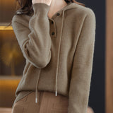 Women Knitwear Fall Winter Hooded Knitwear Loose Sweater