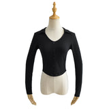 Women Sweater Knitwear Single-Breasted Cardigan Long Sleeve Lapel V-Shaped Slim T-shirt