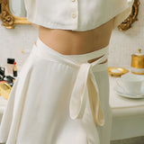Women T-shirt Summer Sexy Skirt Long Sleeve Button Cardigan Top Suit