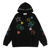 Men Hoodie Embroidered Couple Hooded Zip Jacket