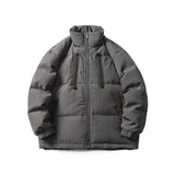 Unisex Winter Cotton Coat Stand-up Collar down Jacket Vintage Pocket Decorative down Jacket