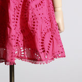 Women Dresses Summer Strap Lace Embroidery Hollow Dress (Qymy0409)