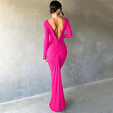 Women Dresses Summer Sexy V-neck Slim-Fit Long Sleeve Dress