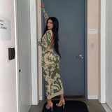Women Dresses Fall Slim Fit Backless Long Sleeves Dress