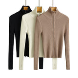 Women Sweater Knitwear Turtleneck Sweater Threaded Cotton High Elastic Slim Fit Finger Fit Design Long Sleeve Sweater Spring