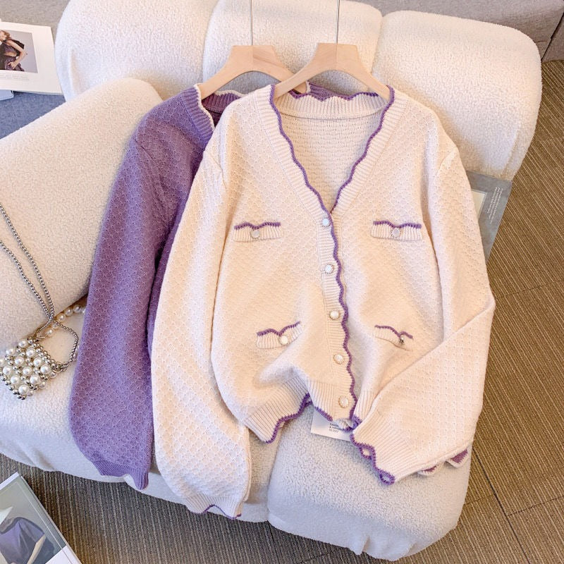 Women Knitwear Autumn and Winter V-neck Sweater Female Loose Knitted Cardigan