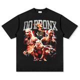 Mens Vintage Boxer T-Shirt Vintage Oliveira Do Bronx Print Short Sleeve T-Shirt Crew Neck Loose