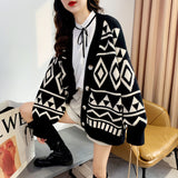 Women Knitwear Autumn Winter Retro Sweater Coat Loose Knitted Cardigan