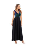 Women's Evening Gown Sexy Backless Chiffon Stitching Sequins Dress Evening Dress