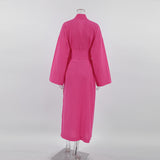 Women Dress Autumn and Winter Leisure Pink Loose Long Dress