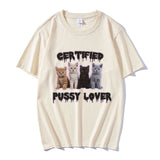 Funny CerTified Pussy Lover Meme Cat T Shirt Men Women Fashion