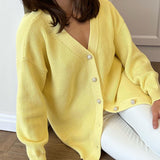 Ladies Leisure Knitwear Loose Knitted Sweater Women Casual Solid Color Autumn and Winter Cardigan