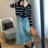Women Knitwear Autumn Striped Sweater Loose Knitted Cardigan