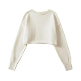 Women Sweater Knitwear Cropped Midriff-Baring Hoodie Knitwear Sweater