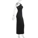 Women Dresses Summer Casual Slim Fit Long Dress Butterfly Flower Dress