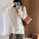 Women Knitwear Fall/Winter V-neck Sweater Coat Loose Knitted Cardigan