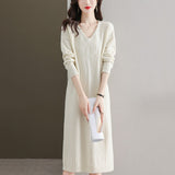 Women Knitwear Spring and Autumn V-neck Mid-Length Sweater Sweater