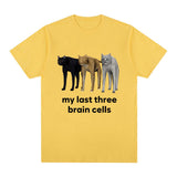 Funny My Last Three Brain Cells Cats Meme T Shirt Men's