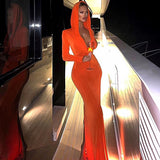 Women Dresses Winter Slim-Fit Hood Long Sleeve Dress