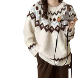 Women Knitwear Spring and Autumn round Neck Knitwear Loose Retro Sweater