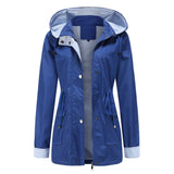 Women Trench Coat Autumn and Winter Detachable Hat Windbreaker Raincoat