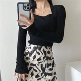 Women Sweater Knitwear off-Shoulder Pullover Slim Bottoming Shirt