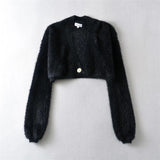 Women Sweater Knitwear Loose Sexy Long Sleeve Knitwear Casual Autumn Sweater Short Furry Coat