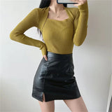 Women Sweater Knitwear off-Shoulder Pullover Slim Bottoming Shirt