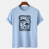 Mushroom Tarot Card T Shirt Vintage Aesthetic Short Sleeve
