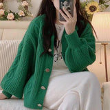 Women Knitwear Autumn Winter Retro Sweater Coat Knitted Cardigan