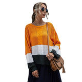 Women Knitted Sweater Autumn and Winter Leisure Loose Women's Wear Long Sleeve Contrast Color Twist Women's Sweater