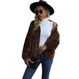 Women Trench Coat Autumn Lapel Long Sleeve Mercerized Zipper Mid-Length Babe Cashmere Casual Jacket
