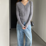 Women Cardigan Sweater Fall Slim Fit Zipper Knitted Cardigan Long Sleeve Sweater 8t8307