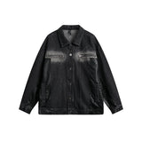 Unisex Jacket Autumn Denim Stitching Baggy Coat