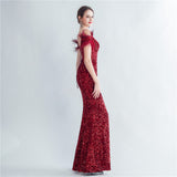 Harlem Nights Outfits Velvet High-Density Sequined Fishtail Evening Dress