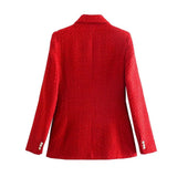 Women Suits Vintage Autumn and Winter Texture Double Breasted Casual Suit Jacket