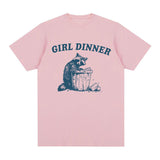 Girl Dinner Funny Cute Raccoon Graphics Tee Shirt for Men