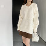 Women Winter Knitted Sweater Loose Sweater Autumn and Winter Loose-Fitting Long Sleeve Sweater 6t3602