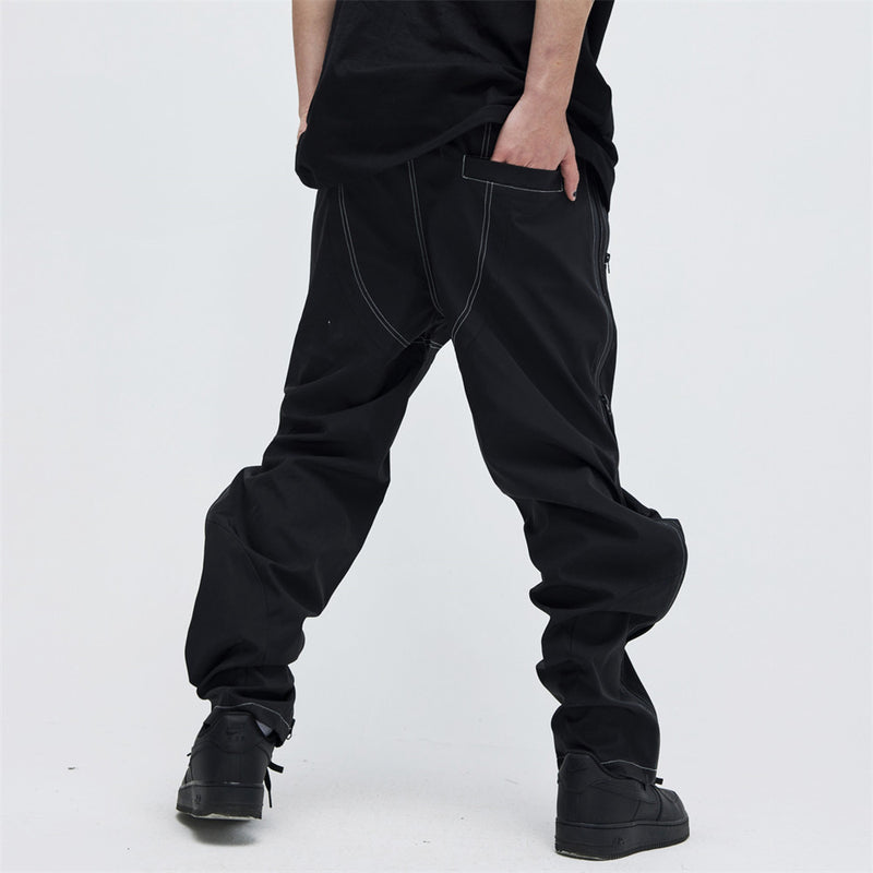 Men Sweatpants Waterproof Zipper Overalls Tactical Pants Baggy Pants
