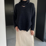 Women Winter Knitted Sweater V-neck Loose Top 1t8846